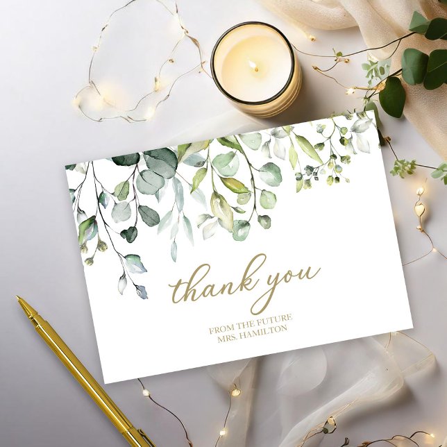 Cute Greenery Bridal Shower Thank You Card (Creator Uploaded)