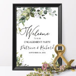 Cute Greenery Engagement Party Welcome Sign<br><div class="desc">Cute greenery calligraphy engagement party welcome sign. Easy to personalize with your details. Please get in touch with me via chat if you have questions about the artwork or need customization. PLEASE NOTE: For assistance on orders,  shipping,  product information,  etc.,  contact Zazzle Customer Care directly https://help.zazzle.com/hc/en-us/articles/221463567-How-Do-I-Contact-Zazzle-Customer-Support-.</div>