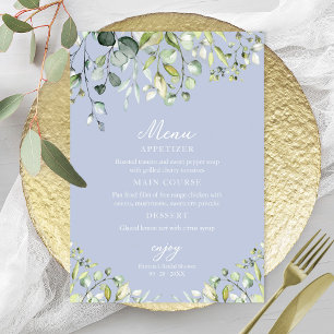 Cute Greenery Eucalyptus Bridal Shower Menu Card