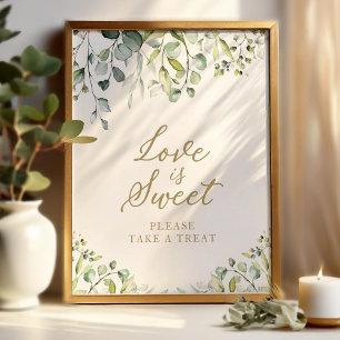 Cute Greenery Eucalyptus Love Is Sweet Sign