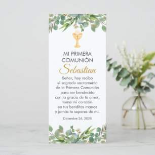 Cute Greenery  First Communion Bookmark in Spanish