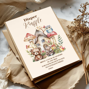 Cute greenery forest animals Diapper Raffle Enclosure Card
