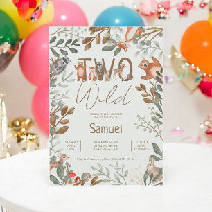 Cute greenery forest animals woodland 2nd birthday invitation