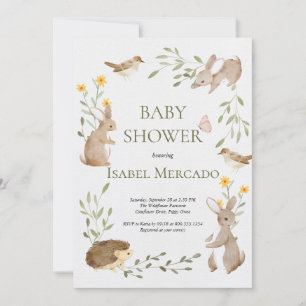 Cute greenery forest animals woodland Baby Shower Invitation