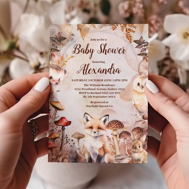 Cute Greenery Forest Animals Woodland Baby Shower Invitation (Creator Uploaded)