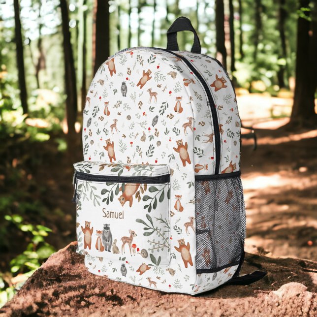 Cute greenery forest animals woodland pattern printed backpack (Cute greenery forest animals woodland pattern printed backpack)