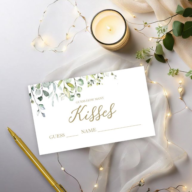 Cute Greenery Guess How Many Kisses Cards (Creator Uploaded)