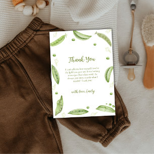 Cute Greenery Veggie Sweet Pea In Pod Baby Shower Thank You Card
