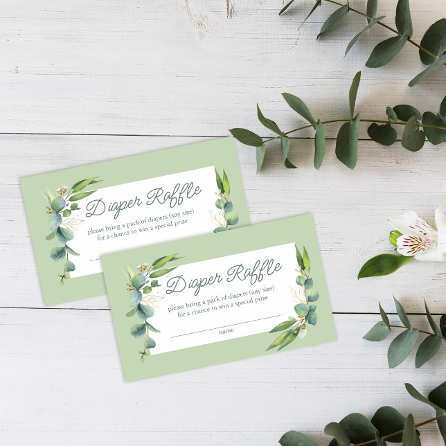 Cute Greenery Woodland Animals Diaper Raffle Enclosure Card (Creator Uploaded)