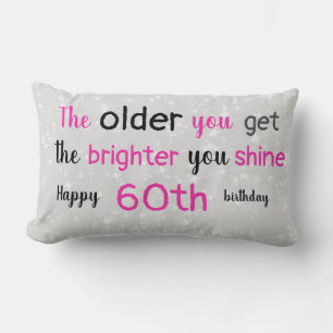 Cute grey and pink 60th  birthday lumbar cushion