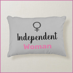 Cute Grey and Pink Independent Woman Decorative Cushion