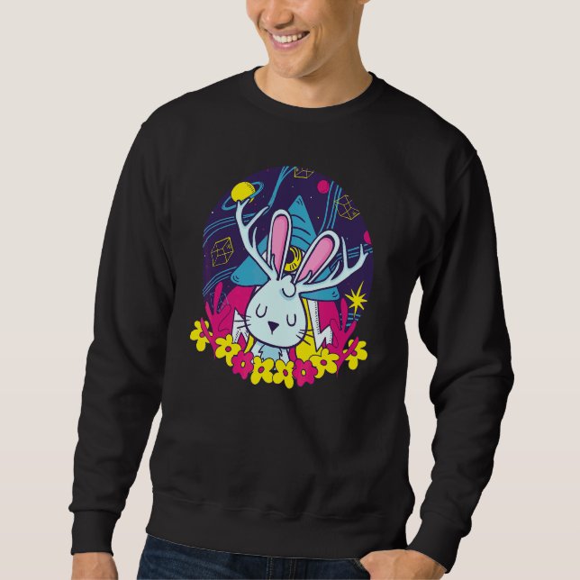 Cute Grey Antelabbit  Rabbit Animal  Graphic Sweatshirt (Front)