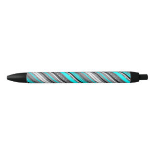 Cute grey aqua aztec patterns black ink pen