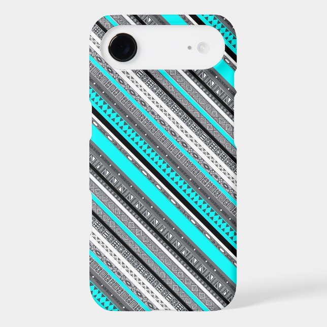 Cute grey aqua aztec patterns Case-Mate iPhone case (Back)