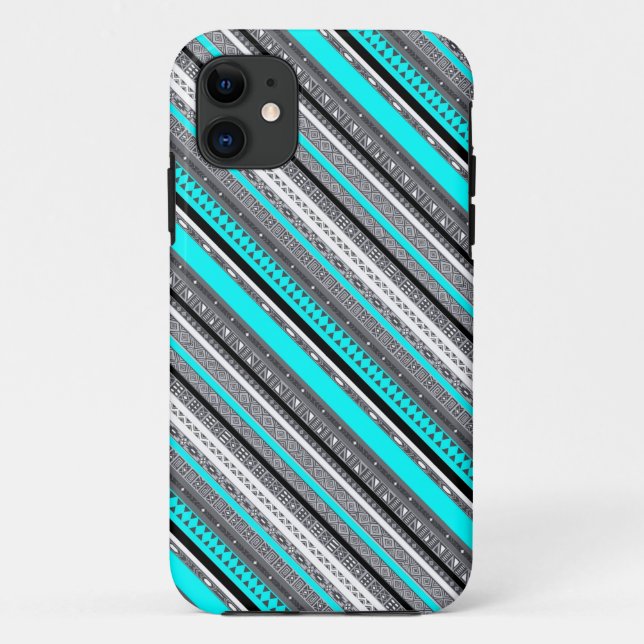Cute grey aqua aztec patterns Case-Mate iPhone case (Back)
