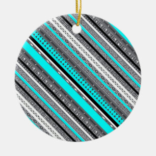 Cute grey aqua aztec patterns ceramic ornament