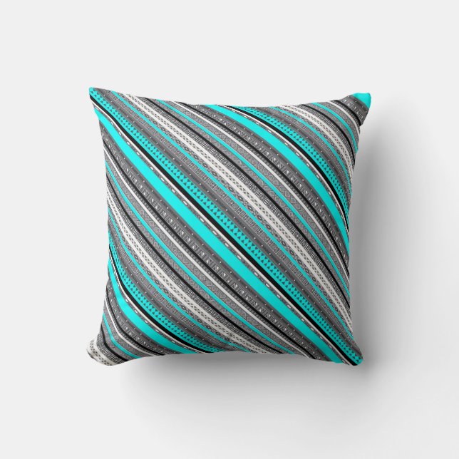 Cute grey aqua aztec patterns cushion (Front)