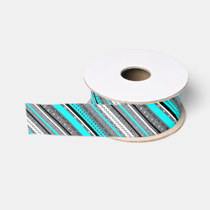 Cute grey aqua aztec patterns grosgrain ribbon