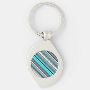 Cute grey aqua aztec patterns key ring