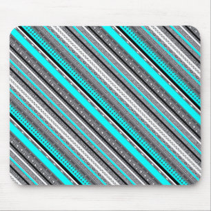 Cute grey aqua aztec patterns mouse pad