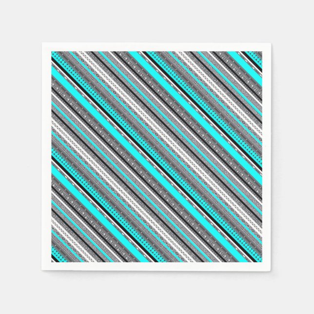 Cute grey aqua aztec patterns napkin (Front)