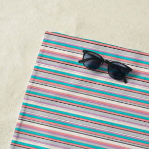 Cute grey aqua stripes beach towel