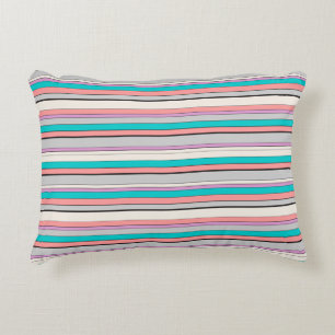 Cute grey aqua stripes decorative cushion