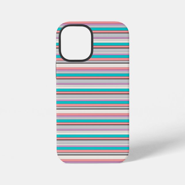 Cute grey aqua stripes iPhone case (Back)