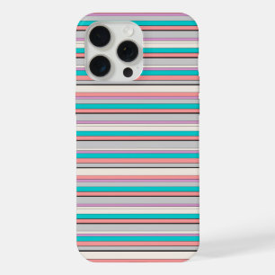 Cute grey aqua stripes iPhone 15 pro max case