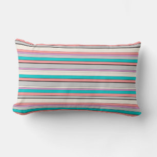 Cute grey aqua stripes lumbar cushion