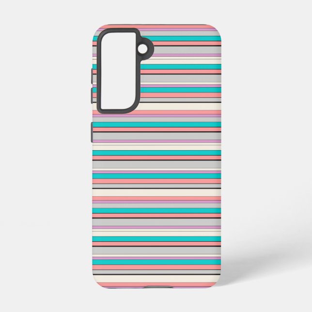Cute grey aqua stripes samsung galaxy s21 case (Back)