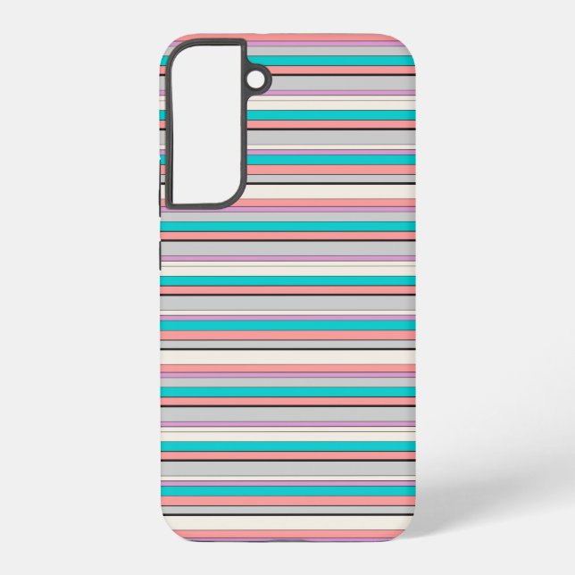 Cute grey aqua stripes samsung galaxy s22+ case (Back)