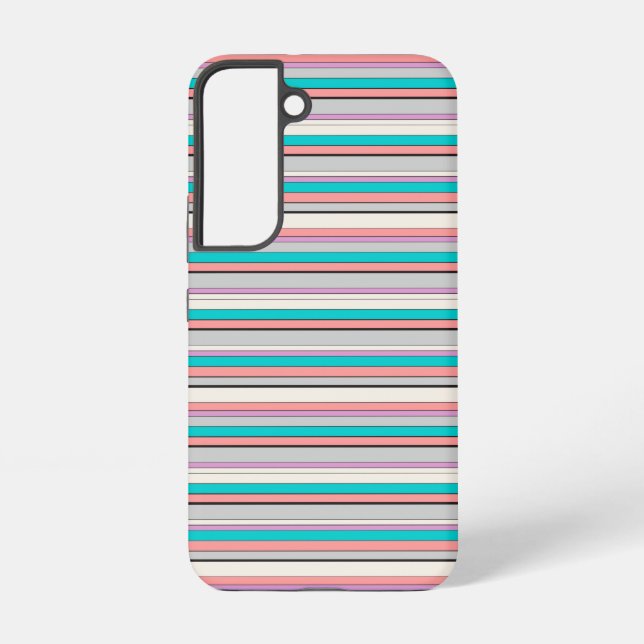 Cute grey aqua stripes samsung galaxy s22 case (Back)