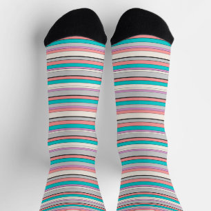 Cute grey aqua stripes socks