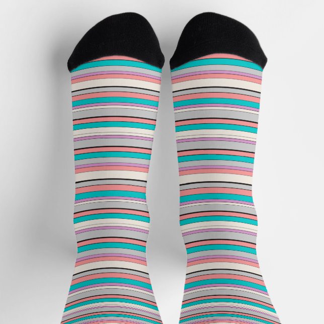 Cute grey aqua stripes socks (Top)