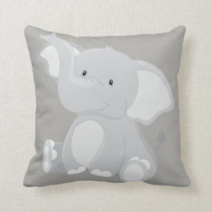 Cute Grey Baby Elephant Cushion