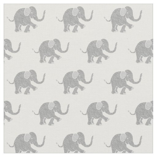 Cute Grey Baby Elephant Pattern Fabric | Zazzle