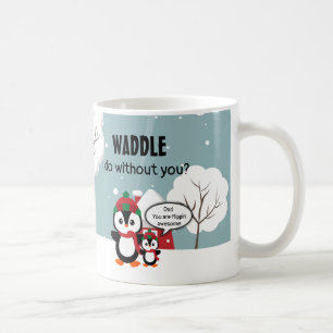 Cute Grey Baby Penguin In Winter Snow Coffee Mug