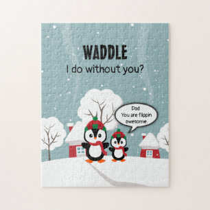 Cute Grey Baby Penguin In Winter Snow Jigsaw Puzzle