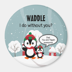 Cute Grey Baby Penguin In Winter Snow Magnet