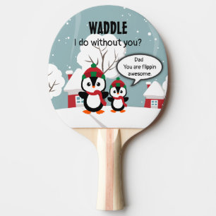 Cute Grey Baby Penguin In Winter Snow Ping Pong Paddle