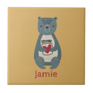 Cute Grey Bear Ceramic Tile