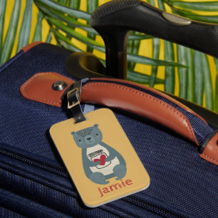 Cute Grey Bear Luggage Tag