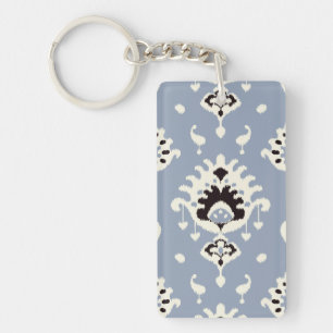 Cute grey beige ikat tribal patterns key ring