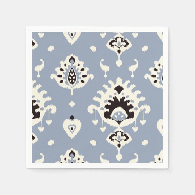 Cute grey beige ikat tribal patterns napkin (Front)