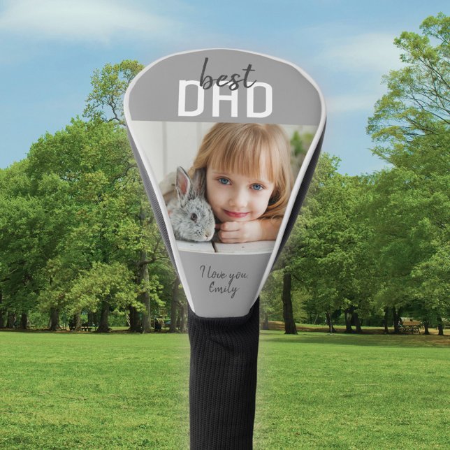 Cute Grey Best Dad Photo Father`s Day Golf Head Cover (Creator Uploaded)