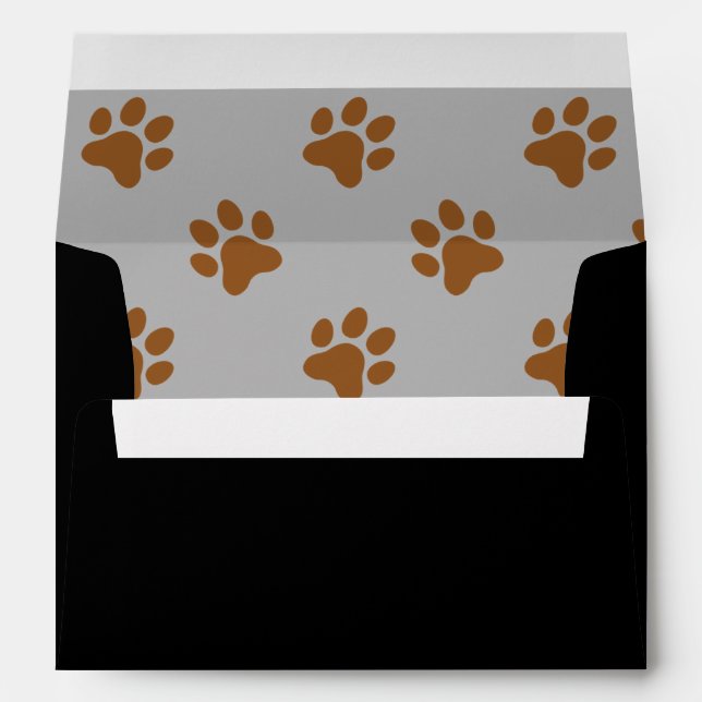 Cute grey, black, brown dog paw print  envelope (Back (Bottom))