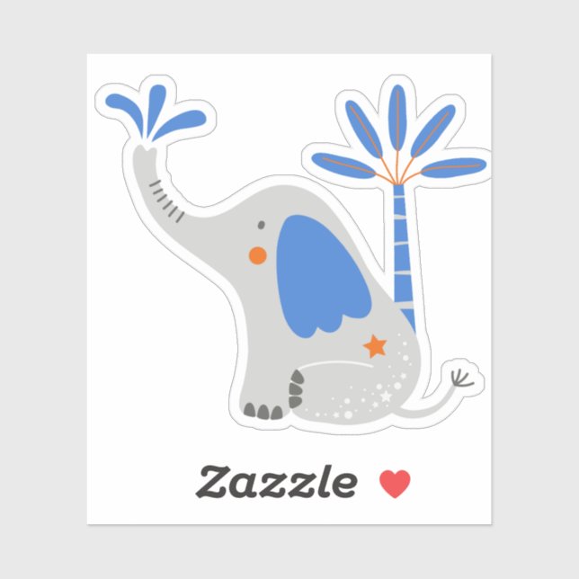 Cute Grey Blue Elephant with Palm Tree Laptop (Sheet)