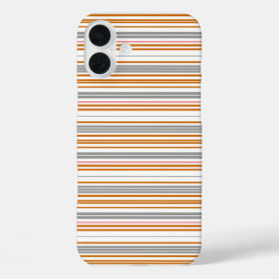 Cute grey brown stripes iPhone 16 plus case