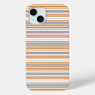 Cute grey brown stripes iPhone 15 mini case